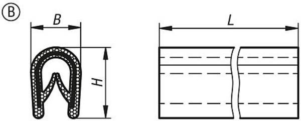 KANTENSCHUTZPROFIL OHNE DICHTUNG 10000X10X14,5, FORM:B, PVC SCHWARZ L=10 METER