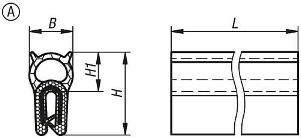 KANTENSCHUTZ-DICHTPROFIL 2000X8X15, FORM:A, EPDM SCHWARZ, KOMP:EPDM