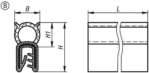 KANTENSCHUTZ-DICHTPROFIL 2000X11X22, FORM:B, EPDM SCHWARZ, KOMP:EPDM-1