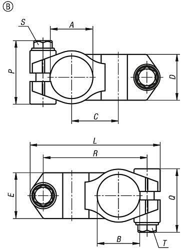 ROHRVERBINDER KREUZSTÜCK, FORM:B EDELSTAHL, FÜR RUNDROHRE, A=40,17, B=40,17-1