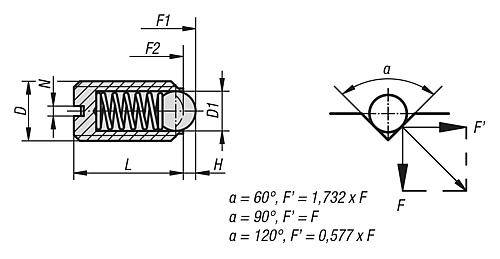 FEDERNDES DRUCKSTÜCK VERSTÄRKTE FEDERKRAFT D=M04 L=9, STAHL, KOMP:KUGEL AUS STAHL-5