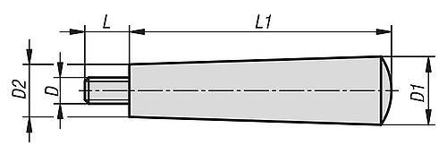 KONUSGRIFF FESTSTEHEND D=M06X8, D1=18, DUROPLAST SCHWARZ HOCHGLANZPOLIERT, KOMP:STAHL VERZINKT-2