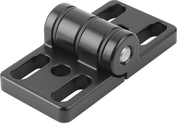 SCHARNIER MIT LANGLOCH 80X40, ZINK SCHWARZ PULVERBESCHICHTET, KOMP:EDELSTAHL