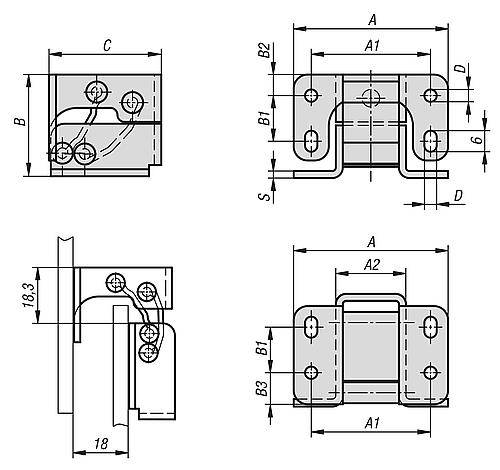 SCHARNIER INNENLIEGEND, 90GRAD, , , EDELSTAHL A4 1.4404 BLANK-5