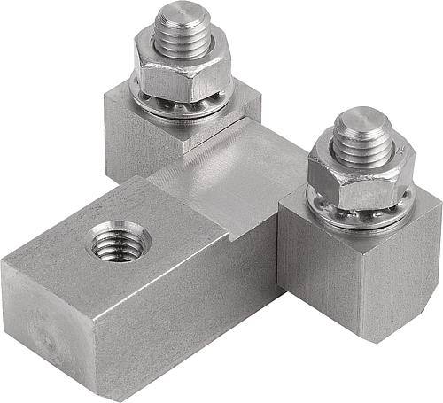 SCHARNIER ECKIG LANGE AUSFÜHRUNG MIT BEFESTIGUNGSMUTTER, EDELSTAHL A4 1.4401, B=40, A=45, A1=30, A2=10-0