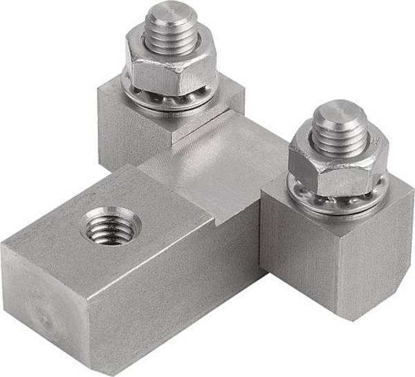 SCHARNIER ECKIG LANGE AUSFÜHRUNG MIT BEFESTIGUNGSMUTTER, EDELSTAHL A4 1.4401, B=40, A=45, A1=30, A2=10