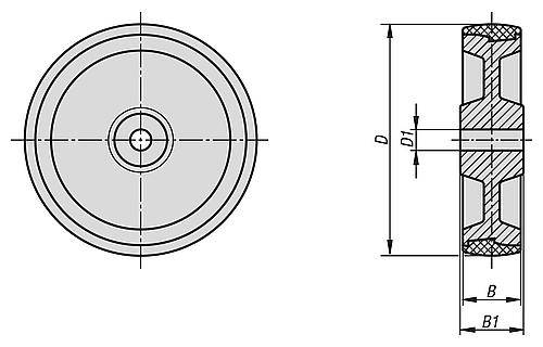 POLYAMIDRAD OHNE FESTSTELLSYSTEM POLYAMID, OHNE GEHÄUSE, D=100, B=35-1