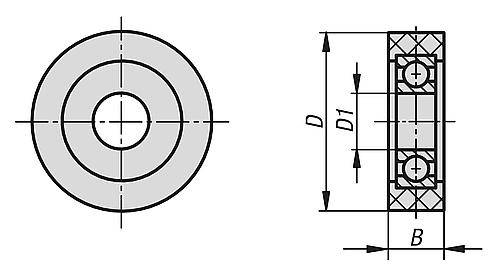 FÜHRUNGSROLLE OHNE FESTSTELLSYSTEM POLYURETHAN, OHNE GEHÄUSE, D=30, B=8-1