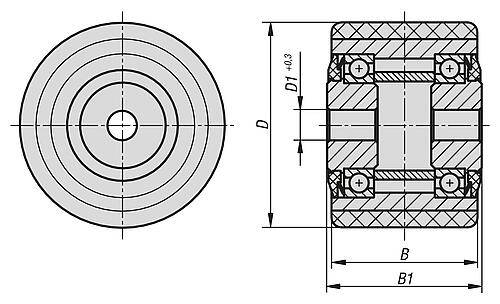 SCHWERLASTROLLE OHNE FESTSTELLSYSTEM POLYURETHAN, OHNE GEHÄUSE, D=85, B=75-5