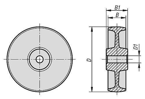 POLYAMIDRAD OHNE FESTSTELLSYSTEM POLYAMID, OHNE GEHÄUSE, D=100, B=37-1