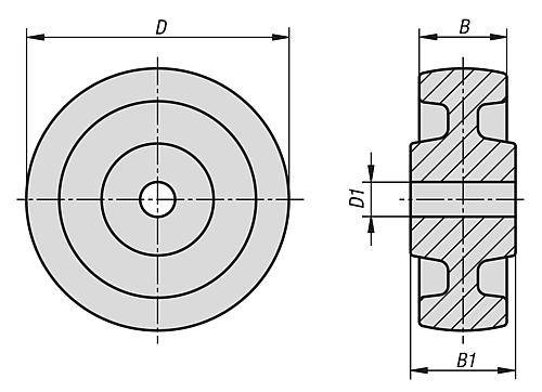 DUROPLASTRAD OHNE FESTSTELLSYSTEM DUROPLAST, OHNE GEHÄUSE, D=100, B=38-5