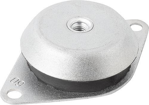 MASCHINENFUß OHNE ABREISSSICHERUNG D=106, FORM:A, STAHL, KOMP:ELAST. NATURKAUTSCHUK, SHORE 60-0