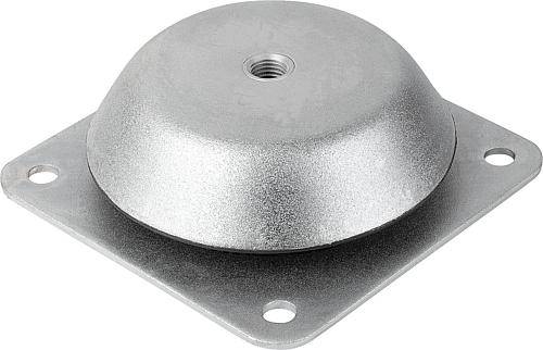 MASCHINENFUß OHNE ABREISSSICHERUNG D=150, FORM:B, STAHL, KOMP:ELAST. NATURKAUTSCHUK, SHORE 60-0