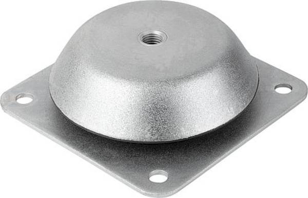 MASCHINENFUß OHNE ABREISSSICHERUNG D=150, FORM:B, STAHL, KOMP:ELAST. NATURKAUTSCHUK, SHORE 60