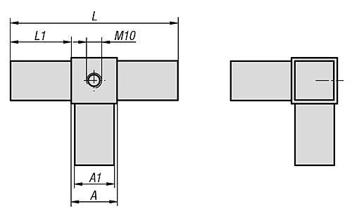 STECKVERBINDER T-STÜCK MIT ABGANG+GEWINDE, A=30, L=124, POLYAMID, KOMP:STAHL-5