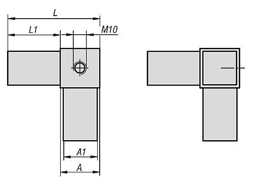 STECKVERBINDER WINKEL MIT ABGANG+GEWINDE, A=30, L=77, POLYAMID, KOMP:STAHL-2