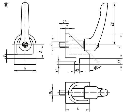 KLEMMWINKEL MIT KLEMMHEBEL D1=M06 27X24X27, FORM:B, TYP I, BN=6-1