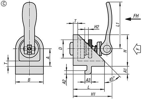 KLEMMWINKEL MIT EXZENTER-SPANNMODUL 36X32X36, FORM:C ZINK, KOMP:STAHL, BN=8-1