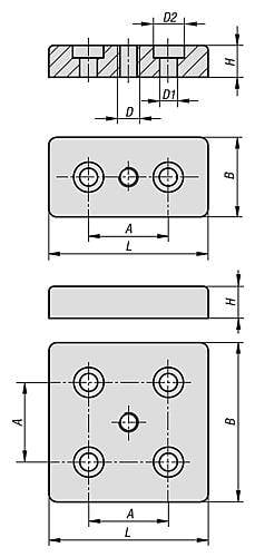 FUßPLATTE, TYP B, D=M12 80X40X16, BN=10, ZINK BLANK-1