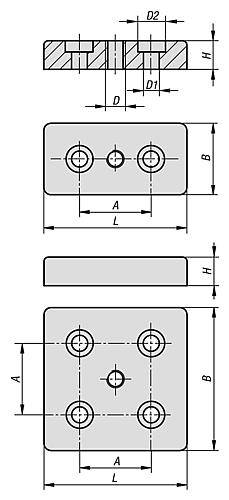 FUßPLATTE, TYP I, D=M12 80X80X16, BN=8, ZINK BLANK-3