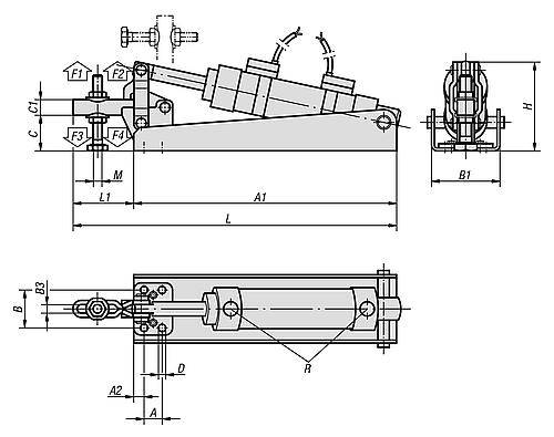PNEUMATIKSPANNER HORIZONTAL, FORM:B STAHL, KOMP:STAHL-1