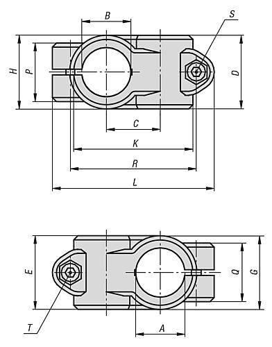 ROHRVERBINDER KREUZSTÜCK, FORM:A ALUMINIUM, FÜR RUNDROHRE, KOMP:STAHL, A=16,1, B=16,1-1