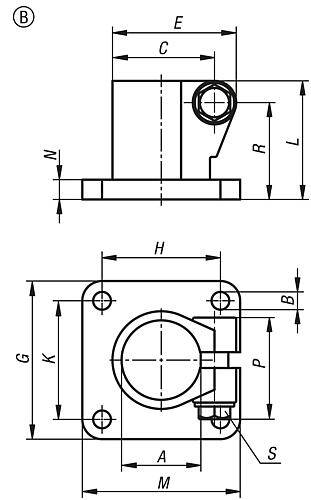 ROHRVERBINDER MIT FUß, FÜR RUNDROHRE, M=80, G=80, L=60, A=40,17, FORM:B, EDELSTAHL-5