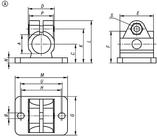 ROHRVERBINDER MIT FLANSCH M=50 G=37 L=40,5, FORM:A EDELSTAHL, FÜR RUNDROHRE, A=12,1-1