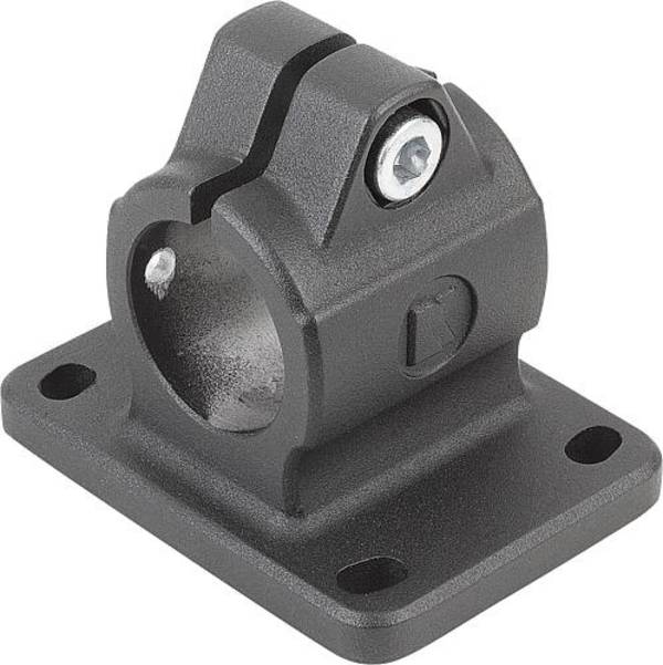 ROHRVERBINDER MIT FLANSCH FÜR LINEAREINHEIT FORM:B, TYP=40, ALUMINIUM SCHWARZ PULVERBESCHICHTET, KOMP:STAHL
