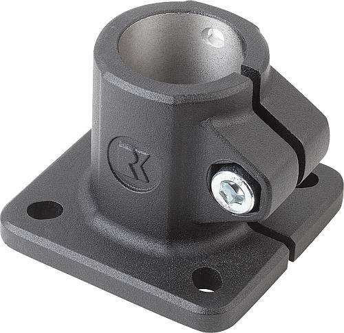 ROHRVERBINDER MIT FUß FÜR LINEAREINHEIT, TYP=18, ALUMINIUM SCHWARZ PULVERBESCHICHTET, KOMP:STAHL-0
