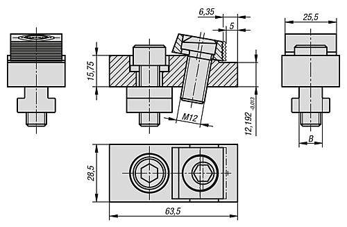 SPANN-EXZENTERSCHRAUBE MIT KLEMMSTÜCK STAHL, MIT AUFLAGE, B=18-1