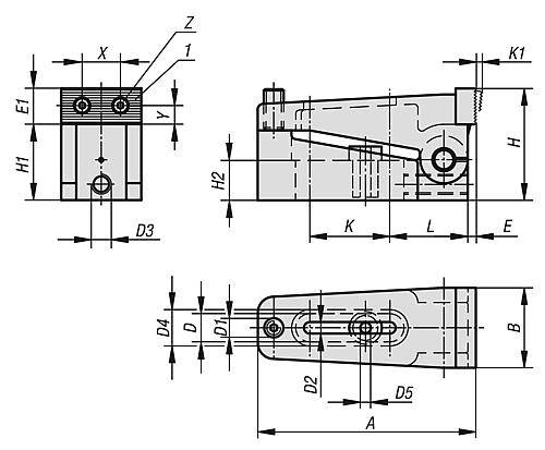 NIEDERZUGSPANNER A=170 58X85 STAHL BRÜNIERT, KOMP:EINSATZSTAHL BRÜN. U. EINSATZGEHÄRTET-1
