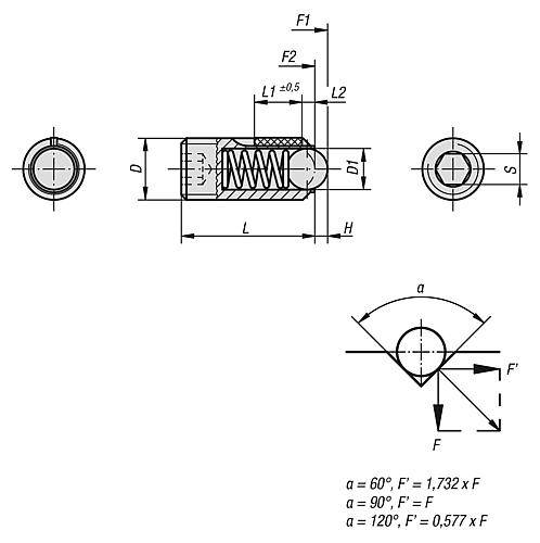 FEDERNDES DRUCKSTÜCK STANDARD FEDERKRAFT, MIT GEWINDESICHERUNG D=M04 L=10, EDELSTAHL, KOMP:KUGEL AUS-1