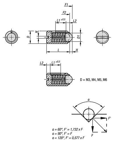 FEDERNDES DRUCKSTÜCK VERSTÄRKTE FEDERKRAFT, MIT GEWINDESICHERUNG D=M04 L=9, EDELSTAHL, KOMP:KUGEL AUS EDELSTAHL-3