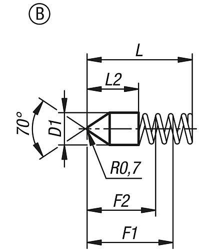 FEDERHÜLSE SPITZ, FORM:B OHNE BUND L=16, D1=3 STAHL, KOMP:EDELSTAHL-2