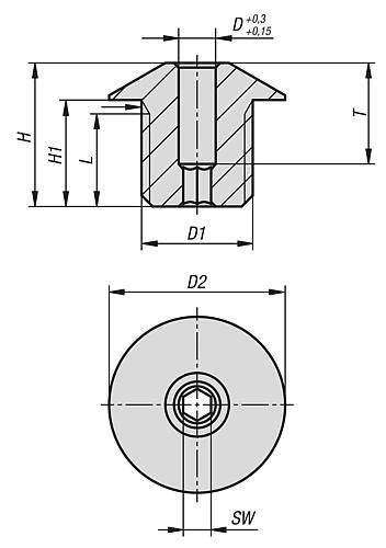 POSITIONIERBUCHSE FÜR ARRETIERBOLZEN, D=5 M12X1,5X10, D2=19, SW=4, EDELSTAHL 1.4034 GEHÄRTET UND BLANK-3