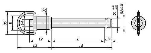 KUGELSPERRBOLZEN MIT RINGGRIFF, D1=6, L=60, L1=7, L5=67, EDELSTAHL, KOMP:EDELSTAHL-5
