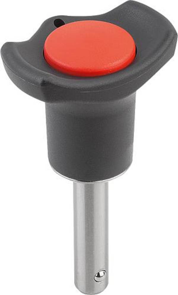 KUGELSPERRBOLZEN MIT PILZGRIFF, FORM:A METALLBUND, D1=6, L=40, L1=7, L5=47, EDELSTAHL BLANK, KOMP:THERMOPLAST