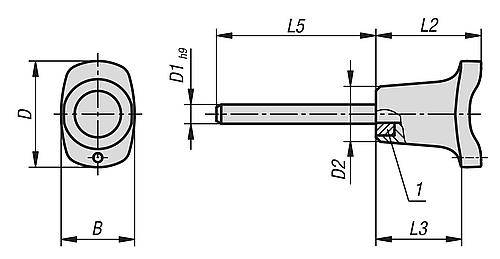STECKBOLZEN MIT PILZGRIFF, M. MAGNET. AXIALSICHERUNG GR.2, D1=8 L=60, EDELSTAHL, KOMP:THERMOPLAST-5