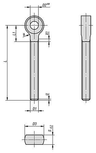 AUGENSCHRAUBE MIT LANGEM GEWINDE DIN444, FORM:B, M16, L=100, EDELSTAHL 1.4305 BLANK-1