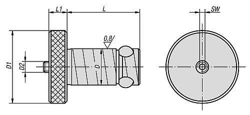 POSITIONIERZYLINDER BALL LOCK EDELSTAHL, D=20, L=44,4-1