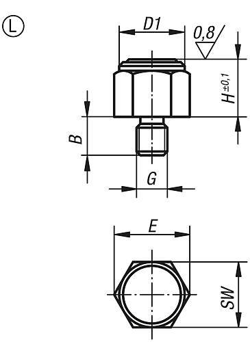 POSITIONSFUß, G=M12, FORM:L, AUTOM.STAHL BRÜN. U. EINSATZGEHÄRTET, SW=22-1