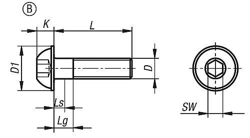 SCHRAUBE HALBRUNDKOPF DIN EN ISO7380-2 FORM:B M. INNENSECHSKANT U. BUND M05X10, STAHL 10.9 GALVANISCH VERZINKT-1