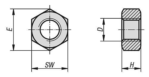 SECHSKANTMUTTER DIN934 M05, SW=8, STAHL 8 BLANK (SCHWARZ)-3