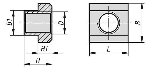 MUTTER FÜR T-NUT DIN508, M16, NB=22, L=35, ALUMINIUM EN AW-7075 BLANK, KOMP:STAHL-5