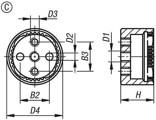 RASTELEMENT MIT INNENVERZAHNUNG, FORM:C, D4=33, N=46, H=19,5, STAHL BRÜNIERT-1