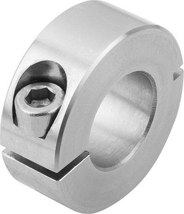 KLEMMRING, FORM:B AUßEN GESCHLITZT, D1=28, D2=48, B=15, EDELSTAHL 1.4305 BLANK