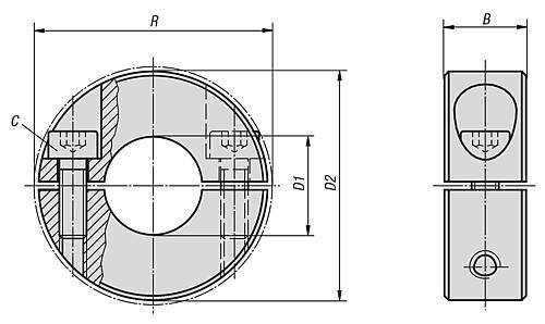 KLEMMRING GETEILT, D1=10, D2=24, B=9, EDELSTAHL 1.4305 BLANK-3