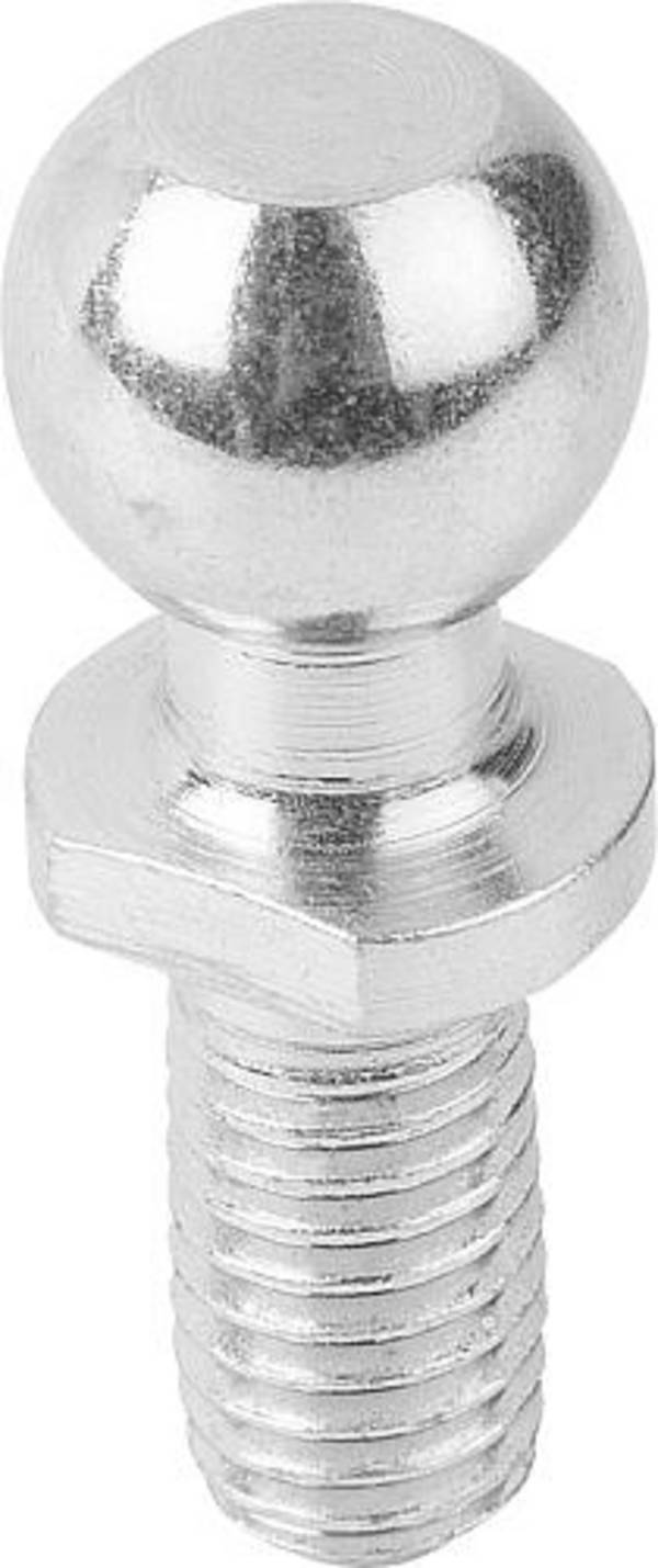KUGELZAPFEN DIN71803 FÜR WINKELGELENKE, D1=10, FORM:C MIT GEWINDEZAPFEN M06, SW=8, STAHL VERZINKT UND PASSIVIERT