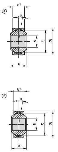 GELENKLAGER MAßREIHE K, D=10H7 D1=21h7 EDELSTAHL 1.4571, KOMP:PTFE